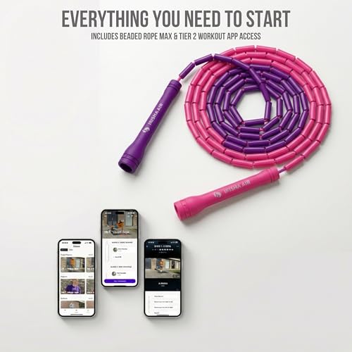 Pro-Grade Beaded Jump Rope for Beginners - color: Purple/Rose Pink