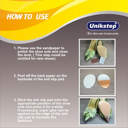 UNIKSTEP 6 Pairs (12 Pieces) Shoe Sole Non Slip Pads, Anti Skid Self Adhesive Rubber Grips, Shoe Bottom Front Sole and Heel Noise Reduction Protector Cushions (Black) - color: Black