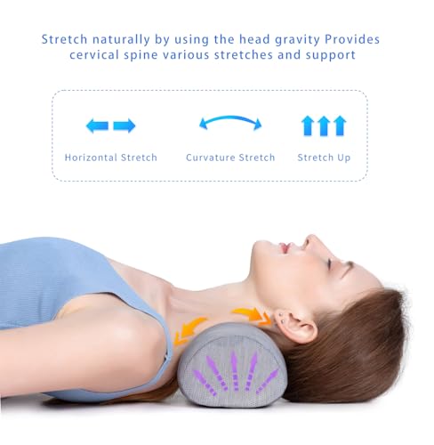 Bespilow Cervical Neck Pillow for Pain Relief - Small Cylinder Neck Roll & Round Bolster - Portable Memory Foam Traction Device for TMJ, Hump Correction, Travel & Sleeping Support,Odorless - color: 1 Pillow +1 More Pillowcase (Grey)