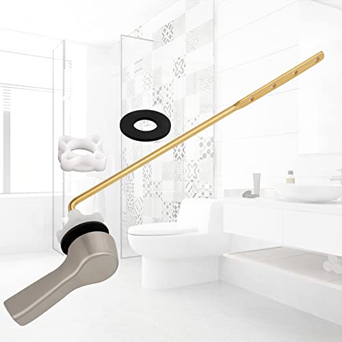 Hibbent Universal Metal Front Mount Toilet Handle Replacement Kit | Brushed Nickel Solid Brass Toilet Flush Tank Lever, Stainless Steel Flapper Chains for Most Toilet Tanks - color: Brushed Nickel, style: Upgraded Front Mount