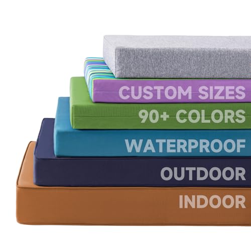 Custom Bench Cushion for Indoor/Outdoor Patio Furniture/Window Seat Cushions.Premium 75D High-Resilience Foam(Custom Fabric/Color/Size/Non-Slip Methods/Piping/Thicknessto Choose from)