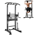 SogesPower Power Tower Dip Station Pull Up Bar for Home Gym Multi-Function Adjustable Height Strength Training Workout Equipment - color: Black