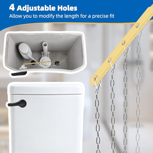 Hibbent Metal Front Mount Toilet Handle Replacement Kit, Matte Black | Upgraded Metal Flush Lever, Universal Toilet Flush Handle Fit Front Tanks, Stainless Steel Flapper Chains, 4 Adjustable Holes - color: Matte Black, style: Classic