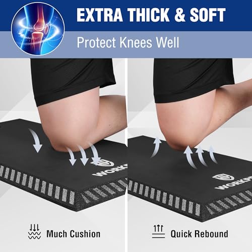 WORKPRO Extra Thick Kneeling Pad, Black, 28 x 16 x 1.2in | Soft NBR Foam Knee Cushioning, Extra Large Foam Kneeler Mat, For Auto-Repair, Gardening, Workout Supplies - color: Black