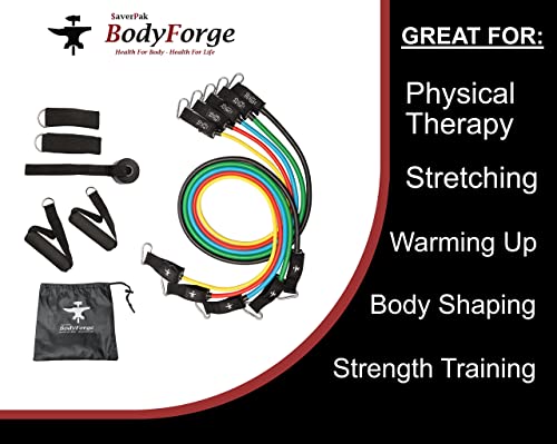 BodyForge Resistance Bands, Exercise Bands, Resistance Bands for Working Out, Work Out Bands with Handles for Men and Women Fitness, Strength Training Home Gym Equipment - size: 2 Pack