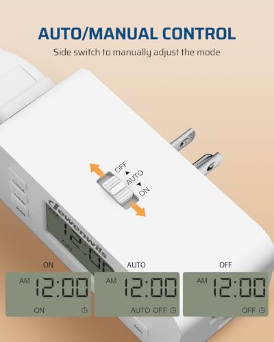 DEWENWILS 24 Hour Programmable Digital Timer Outlet, Timers for Electrical Outlets, Indoor Light Timers for Lamp Fan Aquarium, 2 Grounded Outlet, 125V/15A Resistive/1000W Tungsten, 3 Prong, 1 Pack - color: 24hour, size: 1pack