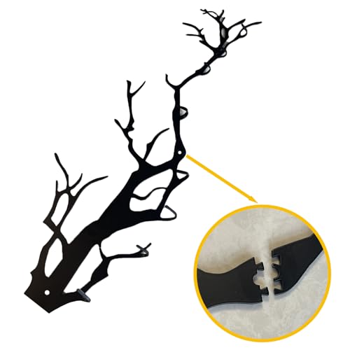 Wall Mounted Coat Hooks - Tree Branch Design with 8 Hooks, Heavy Duty Metal Coat Rack for Wall, Decorative Towel Hooks for Bathroom, Bedroom, Kitchen, Entryway - Black Artistic Hook Rack