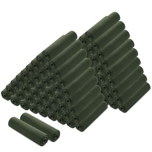 Hosuly 100 Pack Cooling Towels, 40"x12" Cooling Towels for Neck and Face Breathable Soft Chilly Sweat Rag Microfiber Sport Rags for Gym Yoga Golf Running - color: Olive Green