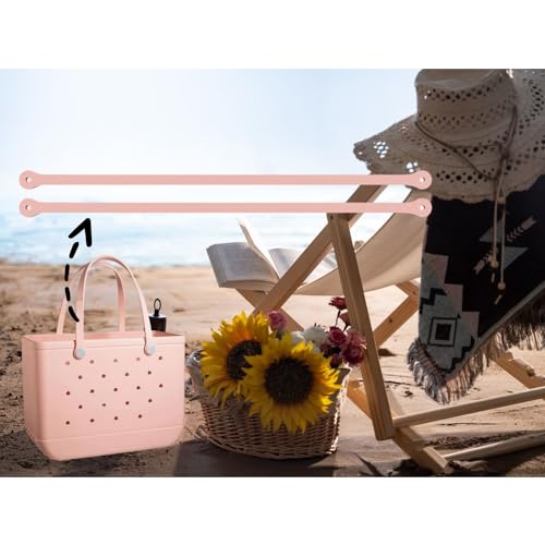 Replacement Straps for Large Rubber Beach Bag, Replacement Handles with 4 Snaps for Rubber Beach Bag, EVA Bag Strap Replacement, Beach Bag Repair Kit - color: Pink