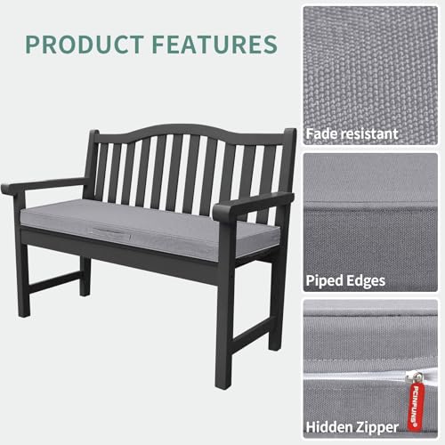 Outdoor Bench Cushion 54 x 18 inch Water-Resistant Patio Furniture Cushions for Garden Swing Porch Sofa Settee Pads with Handle and Adjustable Straps, Light Grey - color: Solid Light Grey, size: 48x18x3 Inch-Rectangle (1 Pack)