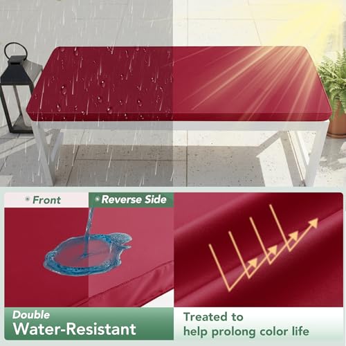 Summsun Outdoor Bench Cushion: Waterproof and Fade Resistant Patio Furniture Cushions - Non-Slip Bench Pad Cushion with Removable Cover for Garden Swing Porch Sofa Settee, 45 x 18 Inch, Red - color: Red, size: 45x18x3 Inch