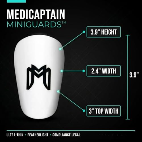 MediCaptain MiniGuards - Mini Shin Guards for Soccer Players - Tiny Shin Pads for Men, Women, Teens - Miniature Shin Guards 3.9 x 2.4 inch - Perfect for High Level Soccer Athletes - color: White
