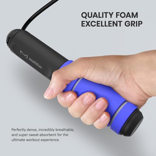 multifun Digital Jump Rope with Smart Counter & Timer - Adjustable Speed Skipping Rope for Fitness, Weight Loss, Boxing, MMA - Tangle-Free Ball Bearings & Anti-Slip Handles for Men, Women, Kids.(Check 2026 New Evolution for 3s Rope Swap) - color: Blue