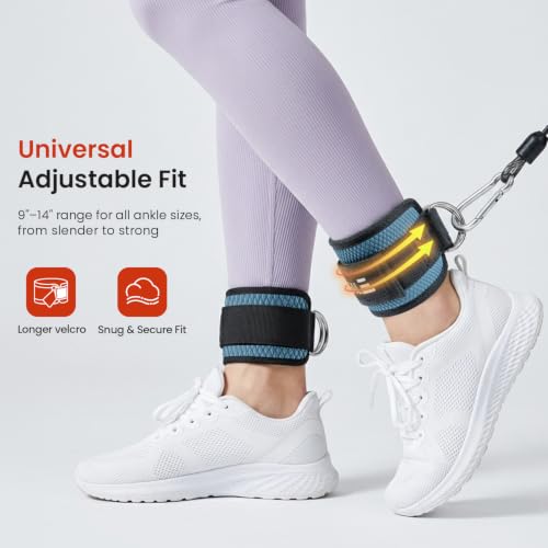 BAGAIL Ankle Straps for Cable Machines (2 Pack), Double D-Ring Ankle Cuffs with Extra Thick Padding, Adjustable Fit for Women & Men Glute Kickbacks, Hip Abductors & Leg Curls, Includes Mesh Bag - color: Blue
