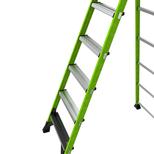 Little Giant Ladders, MightyLite 2.0, 8' Stepladder with Ground Cue, Fiberglass, Type IAA, 375 lbs Weight Rating, (15408-001), Green - size: 8 Ft.