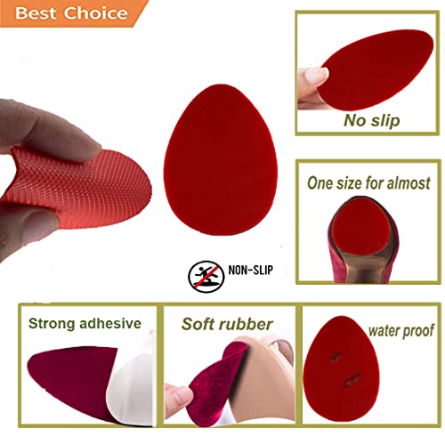 Non Slip Shoes Pads Self-Adhesive Shoe Grips Rubber Anti-Slip Shoe Grips Sole Stick Protector (Red-5Pairs) - color: Red-5pairs