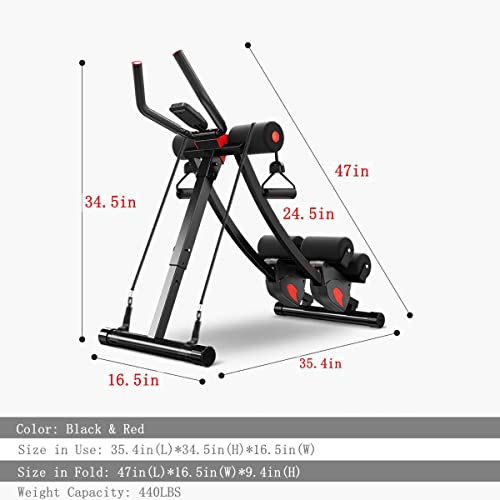 Fitlaya Fitness ab machine, ab workout equipment for home gym, Height Adjustable ab trainer, foldable fitness equipment. - style: ab machine with resistance bands