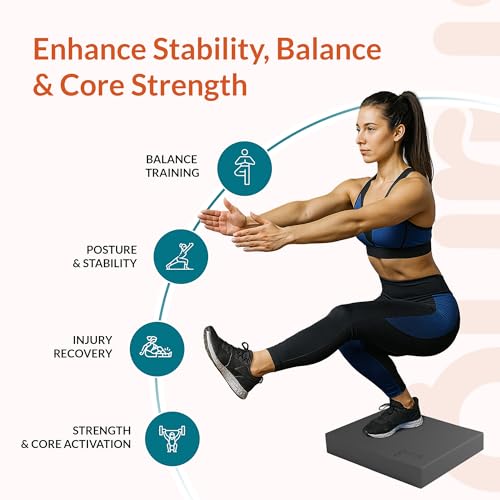 Gurus Balance Pad – High-Density Foam Balance Pad Physical Therapy for Stability & Strength, Exercise Foam Pad for Balancing, Non-Slip Lightweight Trainer for Home Gym & Rehab (Blue) - color: Black, size: Normal (15.6" x 12.6")