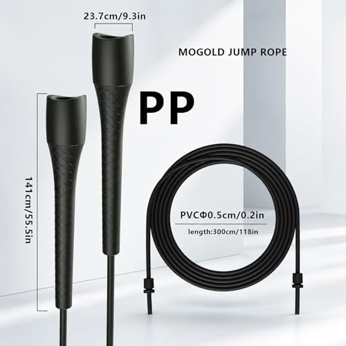 Unbreakable 5mm pvc Jump Rope – Pro-Grade PP Handles with Diamond Texture, 40X Strength PVC Cord, Adjustable 3m Length for HIIT, Home Gym, or Boxing Training (Portable & Tangle-Free) - color: Black handle with black cord