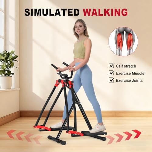 HOTWAVE Air Space Walker, Foldable Elliptical Exercise Machine | Gentle on Joints & Low-Impact. 350lb capacity. Cross trainer stepper. Home gym equipment. - color: Black
