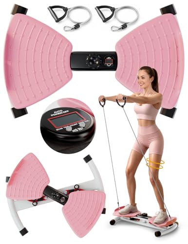 Waist Twister Machine Exercise, Ab Twist Board with Smart LED Digital Counter, Supports 300 lbs, Noiseless, Anti-Slip, Compact Portable for Home Gym Workout Equipment - color: Pink