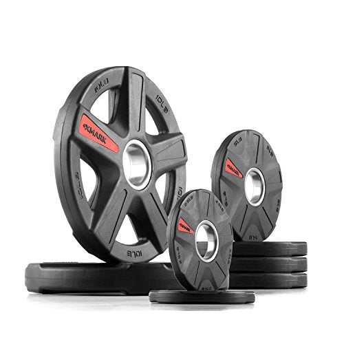 XMARK TEXAS STAR Olympic Weight Plates Set, Rubber Coated Barbell Weights for Home Gym, Weightlifting & Strength Training - color: 06) 45 lb Weight Set