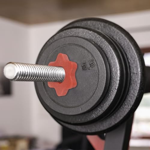 Dumbbell Collars, Barbell Spin Lock Hex Nuts Anti Slip Weight Lifting Clip Plastic - color: Red