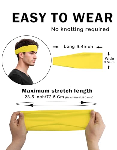 Headbands for Men & Women, Sweat Headband Non-Slip Sweatband Sports Running Cycling Yoga Basketball Workout Football Training - color: Yellow Pack