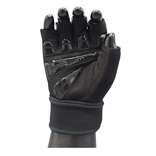 MRX Weightlifting Gloves for Men Workout Gloves Mens Wrist Support Lifting Gloves Male Gym Gloves | Workout Gym Accessories for Men Weight Lifting Fingerless Gym Exercise for Powerlifting - color: Black 2627, size: Large