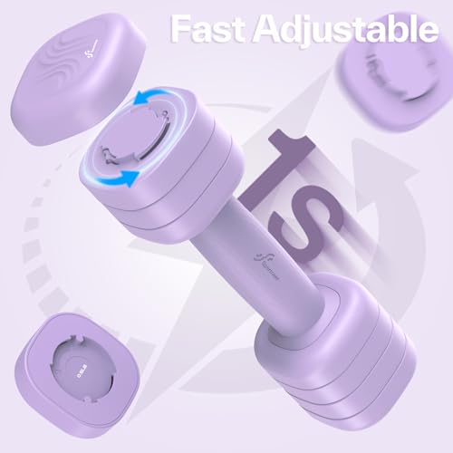 Adjustable Dumbbell Set of 2: Sportneer 4 in 1 Free Weights Dumbbells Set for Women, Hand Weights for Women at Home, Available in 5 lb × 2 and 10 lb × 2 Sets with Soft Rubber Handle for Home Gym Exercise Training - color: Aura Lavender, size: 5lb × 2
