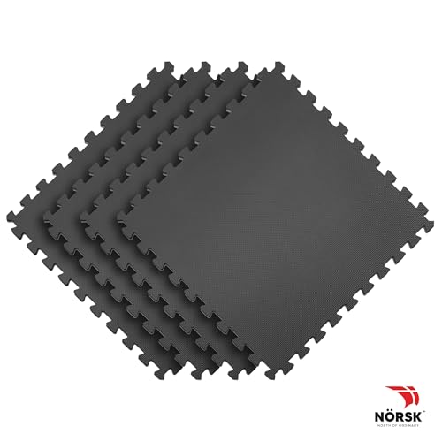 Norsk Multi-Purpose Reversible Floor Mats - EVA Interlocking Foam Tiles (Gray/Black 4 Tiles - 16 sq. Ft. 1/2" Thick) - color: Gray/Black, size: 4 Tiles - 16 Sq. Ft