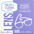 Nice 'N CLEAN SmudgeGuard Lens Wipes (600 Total Wipes) | Individually-Wrapped, Pre-Moistened, Ammonia-Free Lenses Wipes | Lens Cleaning Wipes for Eyeglasses, Camera Lens, Goggles, Sunglasses - size: 50 Count (Pack of 12)