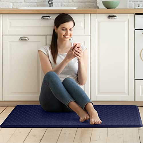 HappyTrends Kitchen Runner Rugs Anti-Fatigue mats,17.3"x 39",Non Slip Waterproof Ergonomic Comfort Mat for Kitchen, Floor Home, Office, Sink, Laundry,Blue - color: Blue, size: 39"L x 17.3"W x 0.5"Th