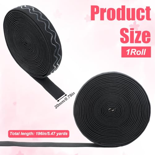 5 Yard Silicone Gripper Elastic Band Non-Slip Sewing Elastic Band Ribbon Wave Silicone Elastics Gripper Bands Tape Elastics Straps Belt Waistband for Clothing Garment Sewing Wig Making Accessorie 20mm