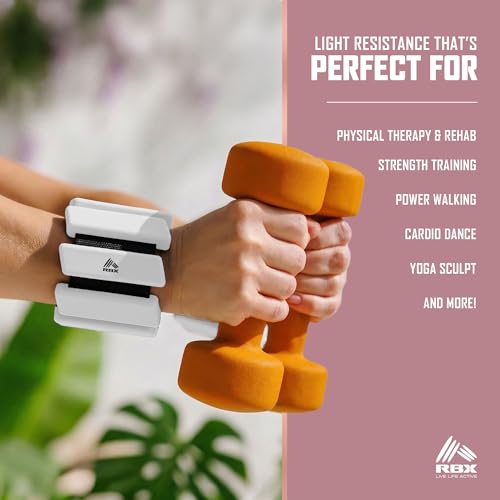 RBX Adjustable Ankle & Wrist Weights, Customizable for Pilates, Yoga, Walking, Barre, Home Workouts & Strength Training - color: White