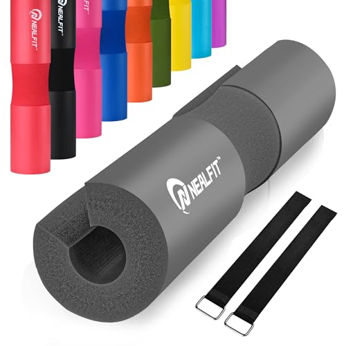 NEALFIT Barbell Pad Squat Pad for Squats—Squat Bar Pad—Great for Weightlifting,Lunges and Hip Thrusts—Foam Sponge Pad—Fit Standard and Olympic Bars Perfectly - color: Grey