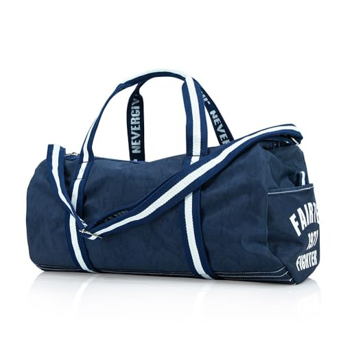 Fairtex BAG9 Retro Style Barrel Bag Thai Boxing Heavy Gym Bag Myay Thai MMA (Navy Blue) - color: Navy Blue