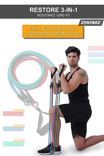 Resistance Bands with Handles, Single Resistance Bands, Exercise Bands with Handles, for Resistance Training, Physical Therapy, Home Workouts, Fitness, Pilates - color: 3-in-1 band- 90lbs