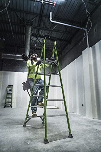 Little Giant Ladders, MightyLite 2.0, 8' Stepladder with Ground Cue, Fiberglass, Type IAA, 375 lbs Weight Rating, (15408-001), Green - size: 8 Ft.