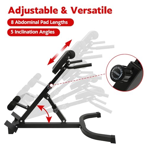 Roman Chair Back Extension Machine, 330lbs Capacity Foldable Roman Chair Hyperextension Bench, Adjustable Back Exercise Machine with 8 Adjustable for Abs SitUp Full Body Workout