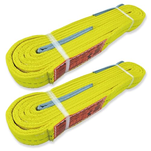 2-Ply Lifting Sling Straps 2”x 10ft - 6200lbs Vertical Capacity Heavy Duty Flat Eye Lift Sling, for Rigging Moving Towing Hoisting -2Pack - Kodiak Straps - color: 2 PACK, size: 2inch x 10ft