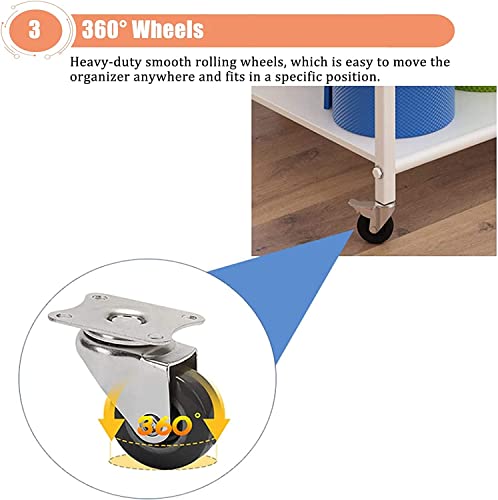 Large Yoga Mat Storage Cart with Wheels, Floor Metal Yoga Mat Holder Basket, Gym Foam Rollers Organizer, for Gym/Yoga Studio Hold 20 Exercise Mats - color: Black