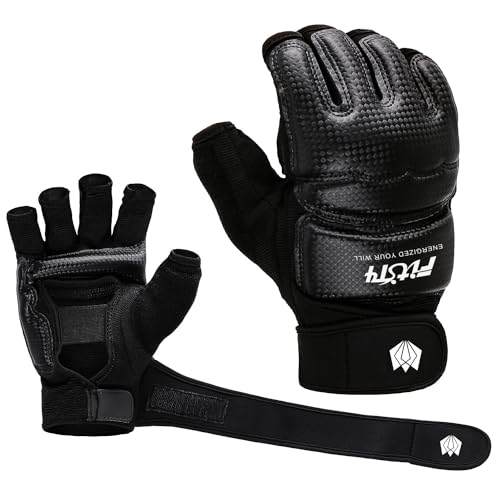 FitsT4 Sports Half Mitts MMA UFC Training Boxing Punch Bag Martial Arts Gloves - color: Black, size: Small