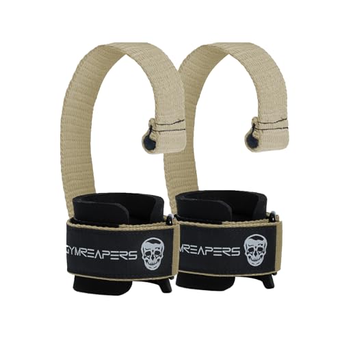 Gymreapers Weight Lifting Straps With Dowel - Wrist Straps for Weightlifting - Workout Deadlift Wrist Weights - Reinforced Stitching & Padded Fit Gym Accessories for Strength & Gym Hand Grip - color: Desert Sand
