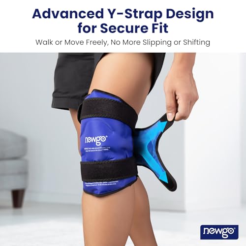 NEWGO Knee Ice Pack Wrap, 360° Full Wrap, Blue | Y-shaped Strap Stays Put, Reusable for Knee Replacement, ACL, Arthritis, Swelling, and Sports Injuries, 21.7" x 9.8" - color: Regular Blue 1-pack
