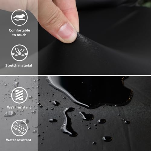Gollense Stretch Bar Stool Covers with Backs, 4 Pack Waterproof PU Leather Pub Counter Dining Chair Covers, Square Swivel Barstool Seat Slipcover with Elastic Bottom for Low Short Back (Black) - color: Black