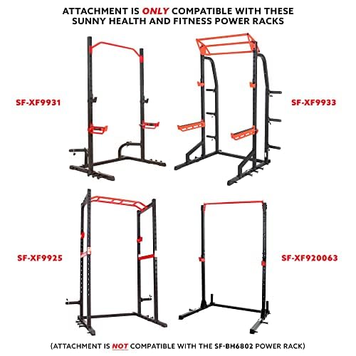 Sunny Health & Fitness Power Cage Squat Rack Attachments for Home Gym | Strength Training, Expanded Workout Variety, Durable Construction, Secure Fit, Quick Installation, Versatile Exercise Support - style: Bar Holder