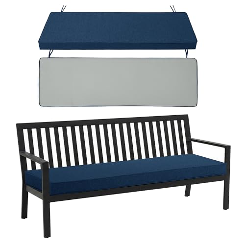 Outdoor Bench Cushion, Water-Resistant & Fade-Resistant, Porch Swing Cushions with Ties, Patio Furniture Seat Pads for Garden Loveseat, Removable Cover Non-Slip Bottom, 48 x 16 Inch, Navy Blue - color: Navy Blue, size: 48" x 16" 1 Pack