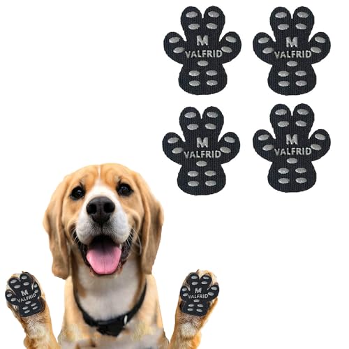 ‌VALFRID Dog Paw Protector Pads,15 Sets-60 Pads Anti-Slip Grips for Hardwood Floors,Best for Hot Pavement,Strong Self-Adhesive Traction Stickers for Senior Dog Essentials Black M - size: M (1.8" x1.52")