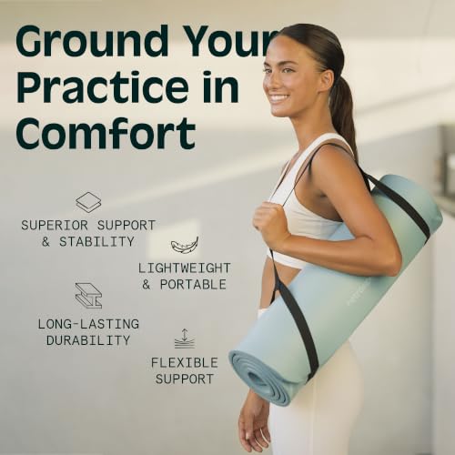 Retrospec Solana Yoga Mat Thick 1/2in Non-Slip Workout Mat with Nylon Strap - 72x24in Exercise Mat for Pilates, Stretching & Fitness - BPA Free, Easy Clean - color: Sage